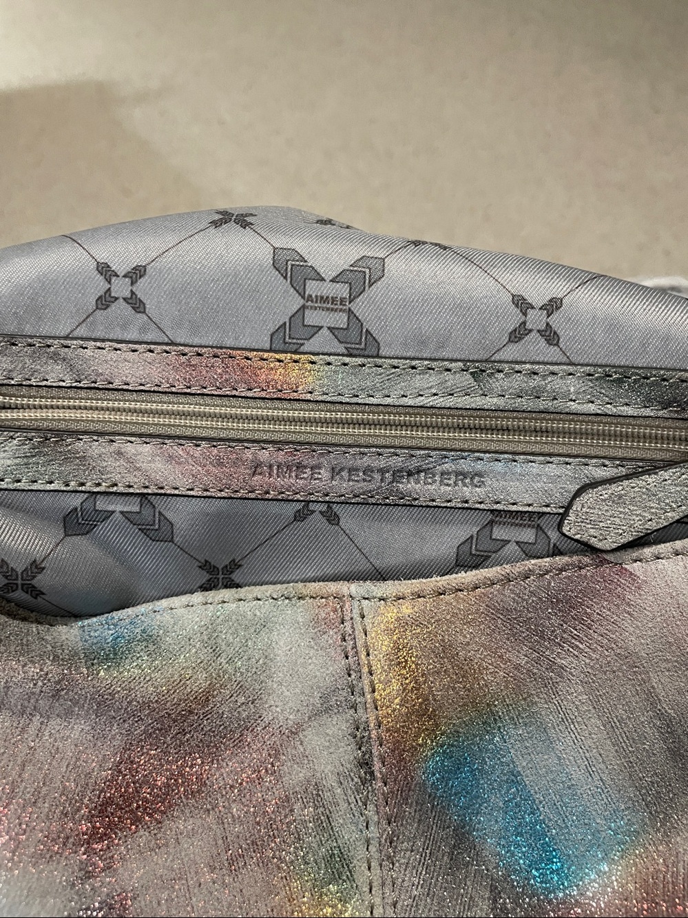 Aimee Kestenberg rainbow metallic leather boho bag with tassel zippers, NWOT - Picture 12 of 14